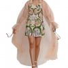 Embroidered Printed Slip dress with Sheer Jacket