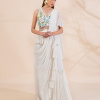 Embroidered Peplum Sari Gown