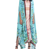 Printed Cape with Embroidered Top and Draped Skirt