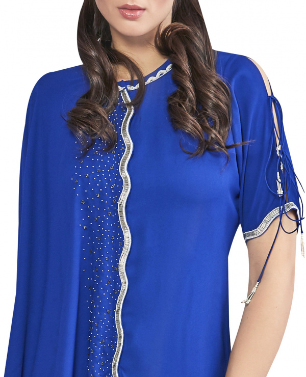 Embroidered Draped Blouse