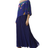 Embroidered Cape Style One-Shoulder Maxi