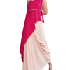 One-Shoulder Draped Top with Dhoti Skirt