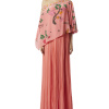 Embroidered Cape OneShoulder Maxi